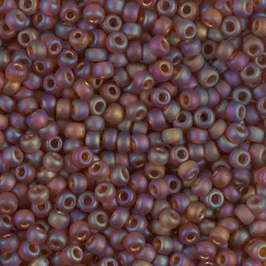 Dark Topaz AB Transparent Matte Miyuki Size 8/0 seed beads, Colour 0134FR, 22gm Dark Topaz AB Transparent Matte Miyuki Size 8/0 seed beads, Colour 0134FR, 22gm