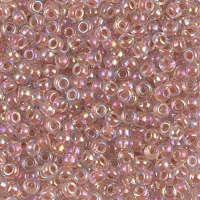 Dark Peach Lined Crystal AB Miyuki 8/0 seed beads colour 0275, 22Grms approx.