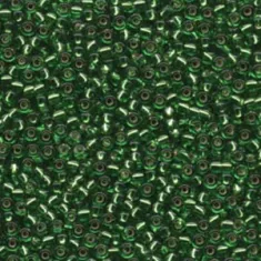 Silver Lined Transparent Green Miyuki 8/0 Seed Beads, 250g, Colour 0015