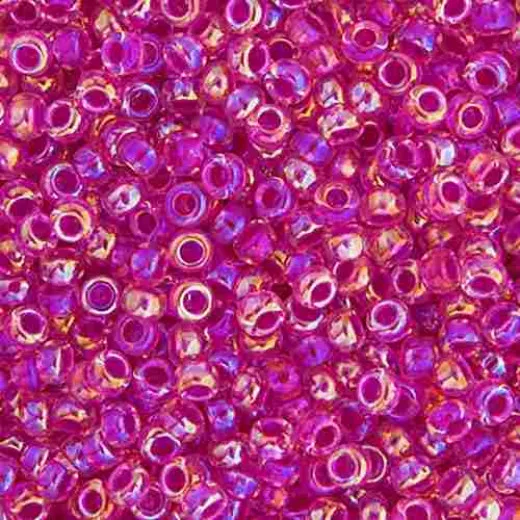 Crystal Hot Pink Lined AB Colour -0355 Miyuki 15/0 Seed Beads, 8.2gm apprx. Crystal Hot Pink Lined AB Colour -0355 Miyuki 15/0 Seed Beads, 8.2gm apprx.