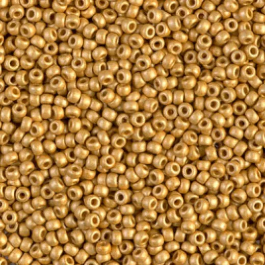 Matted Duracoat Galvanized Gold Colour -4202F Miyuki 15/0 Seed Beads, 8.2gm apprx. Matted Duracoat Galvanized Gold Colour -4202F Miyuki 15/0 Seed Beads, 8.2gm apprx.