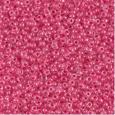 Carnation Pink Lined Crystal Miyuki 11/0 seed beads, colour 0208. 22g approx.