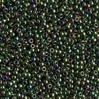 Metallic Dark Green Iris Miyuki 11/0 Seed Beads, 22g, Colour 0465