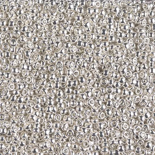 Bright Sterling Silver Plated, Miyuki 11/0 Seed Beads, Colour 0961, 5.2g Approx Bright Sterling Silver Plated, Miyuki 11/0 Seed Beads, Colour 0961, 5.2g Approx