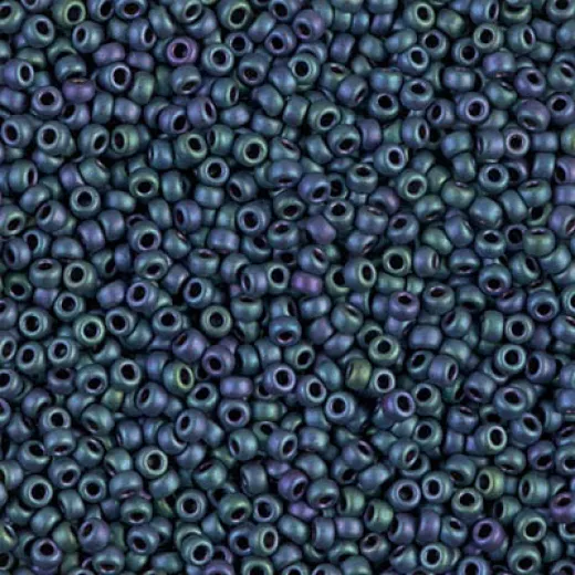 Matte Metallic Blue-Green Miyuki 11/0 Seed Beads, Colour 2064, 22g approx.