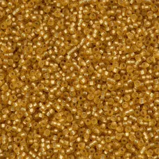 Matte Silver Lined Dark Gold, Miyuki 11/0 Seed Beads, Colour 0004FV, 22g Approx