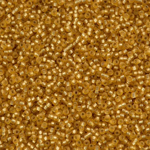 Matte Silver Lined Dark Gold, Miyuki 11/0 Seed Beads, Colour 0004FV, 22g Approx