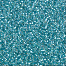 Dyed Semi-Frosted Silver Lined Aqua Miyuki 15/0 seed beads, colour 1643, 8.2g ap...