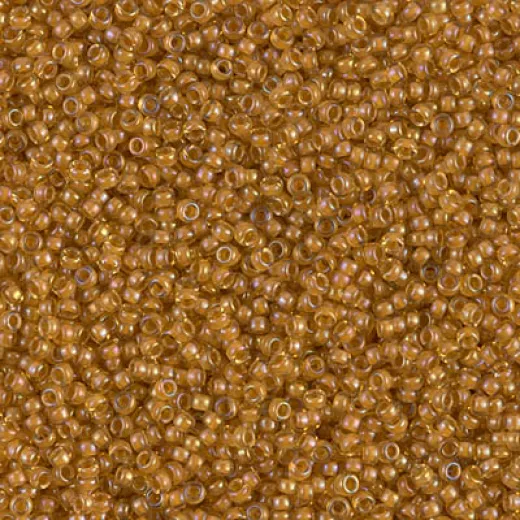 Goldenrod Lined Topaz AB Miyuki size 15/0 seed beads, colour 2238, 8.2g approx. Goldenrod Lined Topaz AB Miyuki size 15/0 seed beads, colour 2238, 8.2g approx.