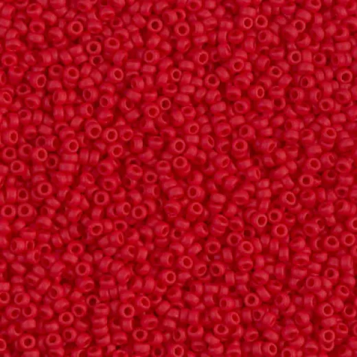 Matte Red Opaque Miyuki 15/0 Seed Beads, Colour 0408F, 8.2g approx. Matte Red Opaque Miyuki 15/0 Seed Beads, Colour 0408F, 8.2g approx.