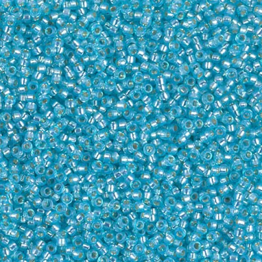 Dyed Aqua Silver Lined Alabaster, Miyuki size 15/0 seed beads, colour 0647, 8.2g approx. Dyed Aqua Silver Lined Alabaster, Miyuki size 15/0 seed beads, colour 0647, 8.2g approx.