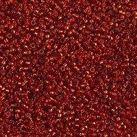 Dyed Silver Lined Dark Burnt Orange Miyuki 15/0 seed beads, colour 1434, 8.2g approx.