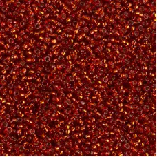 Dyed Silver Lined Dark Burnt Orange Miyuki 15/0 seed beads, colour 1434, 8.2g ap...