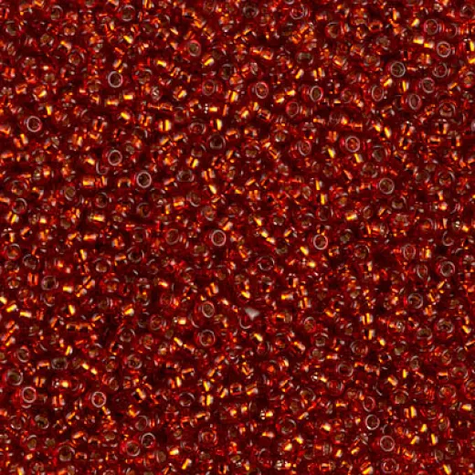 Dyed Silver Lined Dark Burnt Orange Miyuki 15/0 seed beads, colour 1434, 8.2g approx. Dyed Silver Lined Dark Burnt Orange Miyuki 15/0 seed beads, colour 1434, 8.2g approx.