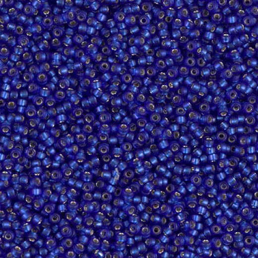 Silver Lined Cobalt Matte Miyuki 15/0 seed beads, colour 0020F, 8.2g approx.