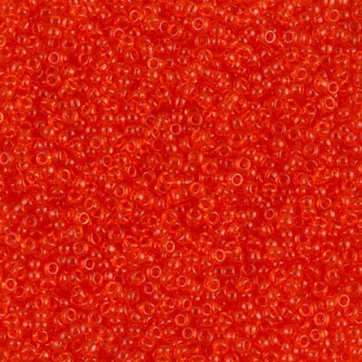 Transparent Tangerine Miyuki 15/0 seed beads, colour 0139, 8.2g approx.