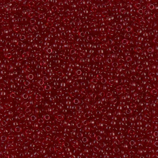 Transparent Dark Ruby Miyuki 15/0 seed beads, colour 0141D, 8.2g approx.