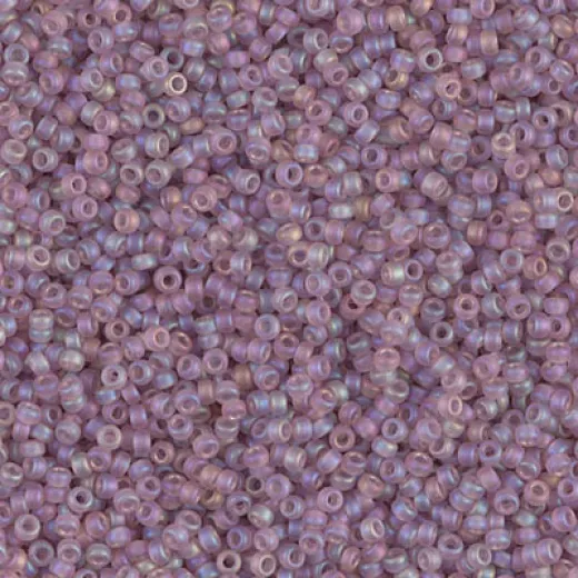 Transp Smoky Amethyst AB Matte Miyuki 15/0 seed beads, colour 0142FR, 8.2g approx. Transp Smoky Amethyst AB Matte Miyuki 15/0 seed beads, colour 0142FR, 8.2g approx.