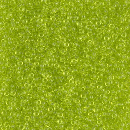Transparent Chartreuse Miyuki 15/0 seed beads, colour 0143, 8.2g approx.