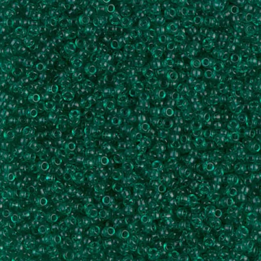 Transparent Emerald Miyuki 15/0 seed beads, colour 0147, 8.2g approx.