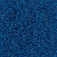 Transparent Capri Blue Miyuki 15/0 seed beads, colour 0149, 8.2g approx.