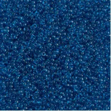 Transparent Capri Blue Miyuki 15/0 seed beads, colour 0149, 8.2g approx.