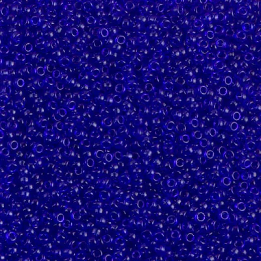 Transparent Cobalt Miyuki 15/0 seed beads, colour 0151, 8.2g approx.