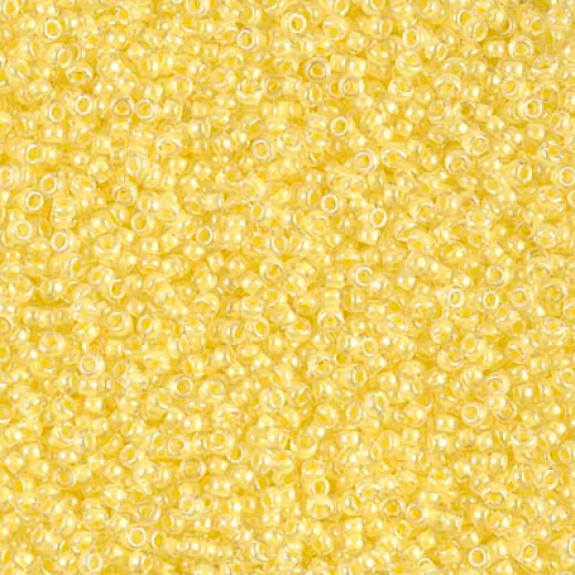 Yellow Lined Crystal Miyuki 15/0 seed beads, colour 0201, 8.2g approx.