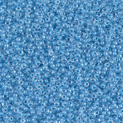 Sky Blue Lined Crystal Miyuki 15/0 seed beads, colour 0221, 8.2g approx.