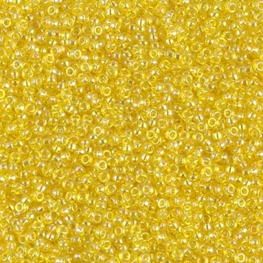 Transparent Yellow AB Miyuki 15/0 seed beads, colour 0252, 8.2g approx.