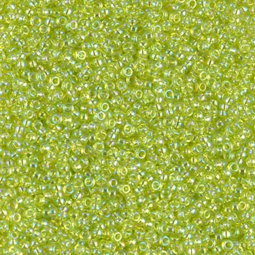 Transparent Chartreuse AB Miyuki 15/0 seed beads, colour 0258, 8.2g approx.
