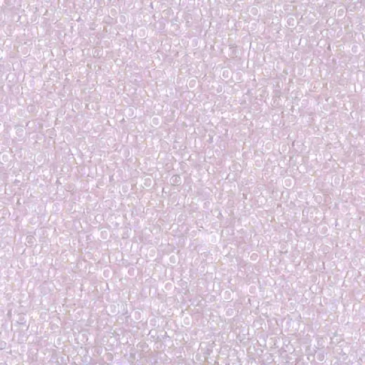 Transparent Pink AB Miyuki 15/0 seed beads, colour 0266, 8.2g approx.