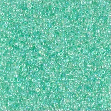 Light Mint Green Lined Crystal AB Miyuki 11/0 seed beads, colour 0271, 22g appro...