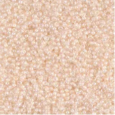 Pale Peach Lined Crystal AB Miyuki 15/0 seed beads, colour 0281, 8.2g approx.