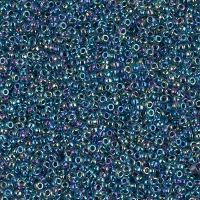 Blue Lined Aqua AB Miyuki 15/0 seed beads, colour 0339, 8.2g approx.