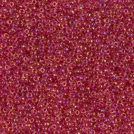 Lt. Cranberry Lined Topaz Luster Miyuki 15/0 seed beads, colour 0363, 8.2g approx. Lt. Cranberry Lined Topaz Luster Miyuki 15/0 seed beads, colour 0363, 8.2g approx.