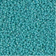 Opaque Turquoise Green AB Matte Miyuki 15/0 seed beads, colour 0412FR, 8.2g appr...