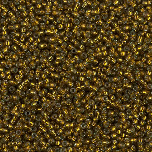 Dyed Silver Lined Golden Olive Miyuki 15/0 seed beads, colour 1421, 8.2g approx. Dyed Silver Lined Golden Olive Miyuki 15/0 seed beads, colour 1421, 8.2g approx.
