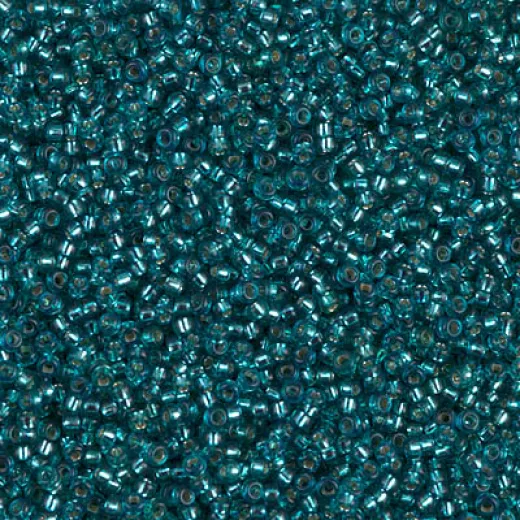 Dyed Silver Lined Teal Miyuki 15/0 seed beads, colour 1424, 8.2g approx.