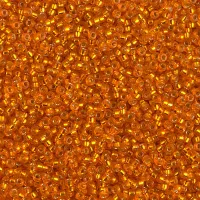 Dyed Semi-Frosted Silver Lined Lt.Orange Miyuki 15/0 seed beads, colour 1625, 100g Wholesale Pack
