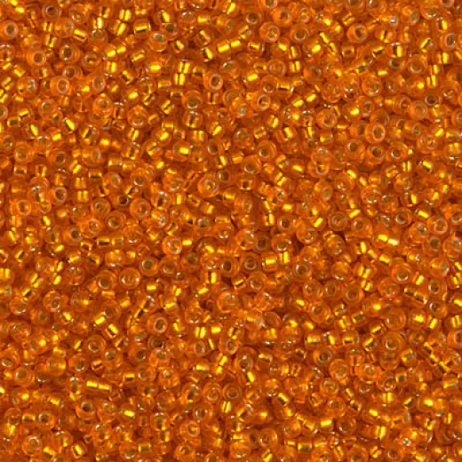 Dyed Semi-Frosted Silver Lined Lt.Orange Miyuki 15/0 seed beads, colour 1625, 100g Wholesale Pack
