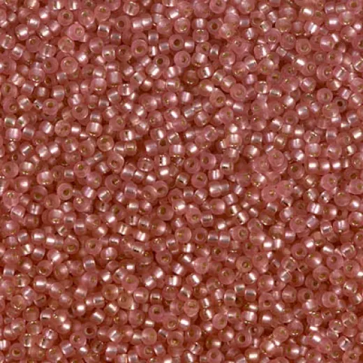 Dyed Semi-Frosted Silver Lined Lt.Cranberry Miyuki 15/0 seed beads, colour 1627, 8.2g approx. Dyed Semi-Frosted Silver Lined Lt.Cranberry Miyuki 15/0 seed beads, colour 1627, 8.2g approx.
