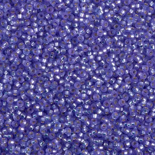 Dyed Semi-Frosted Silver Lined Purple Miyuki 15/0 seed beads, colour 1654, 8.2g approx. Dyed Semi-Frosted Silver Lined Purple Miyuki 15/0 seed beads, colour 1654, 8.2g approx.