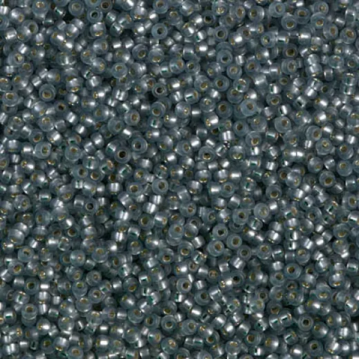 Dyed Semi-Frosted Silver Lined Gray Miyuki 15/0 seed beads, colour 1657, 8.2g approx. Dyed Semi-Frosted Silver Lined Gray Miyuki 15/0 seed beads, colour 1657, 8.2g approx.