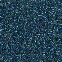 Midnight Blue Lined Topaz AB Miyuki 15/0 seed beads, colour 1826, 8.2g approx.