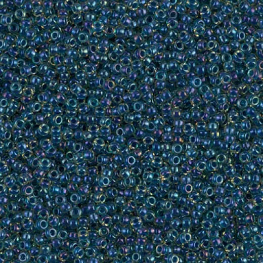 Midnight Blue Lined Topaz AB Miyuki 15/0 seed beads, colour 1826, 8.2g approx. Midnight Blue Lined Topaz AB Miyuki 15/0 seed beads, colour 1826, 8.2g approx.