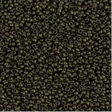 Metallic Dark Olive Matte Miyuki 15/0 seed beads, colour 2004, 8.2g approx.