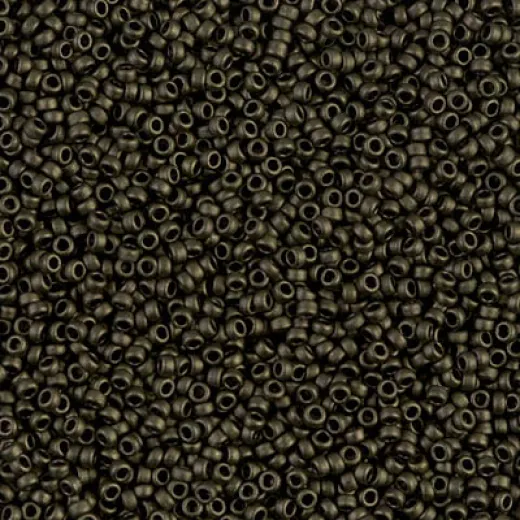 Metallic Dark Olive Matte Miyuki 15/0 seed beads, colour 2004, 8.2g approx.