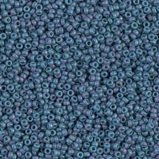 Metallic Steel Blue Luster Matte Miyuki 15/0 seed beads, colour 2030, 8.2g approx.