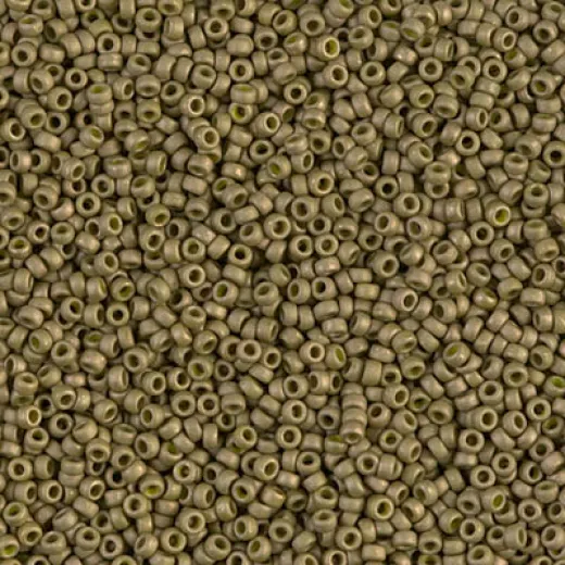 Opaque Golden Olive Luster Matte Miyuki 15/0 seed beads, colour 2032, 8.2g approx. Opaque Golden Olive Luster Matte Miyuki 15/0 seed beads, colour 2032, 8.2g approx.
